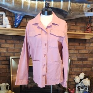 Sanctuary Women's Coral Pink Mauve Utility Jacket Barn Chore Coat Size XL